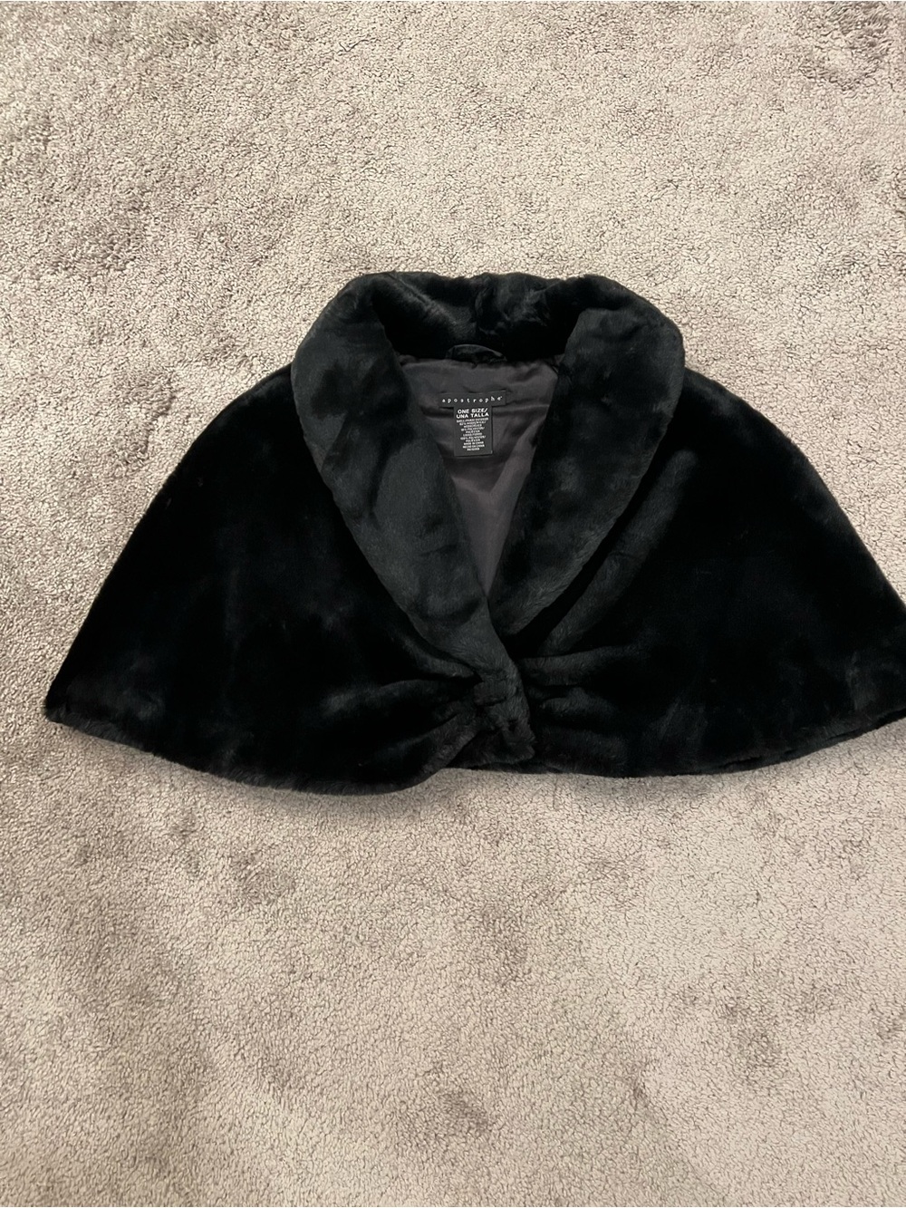 Vintage Apostrophe Black Faux Fur Shrug